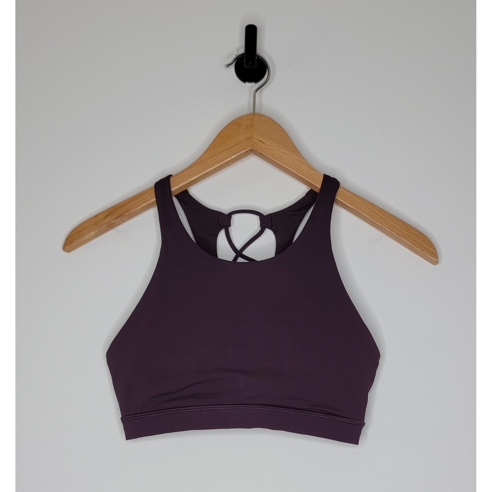 Lululemon Tied To It Strappy Sports Bra Women's Size 2 Dark Burgundy Plum